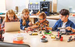 kids making stuff in classroom